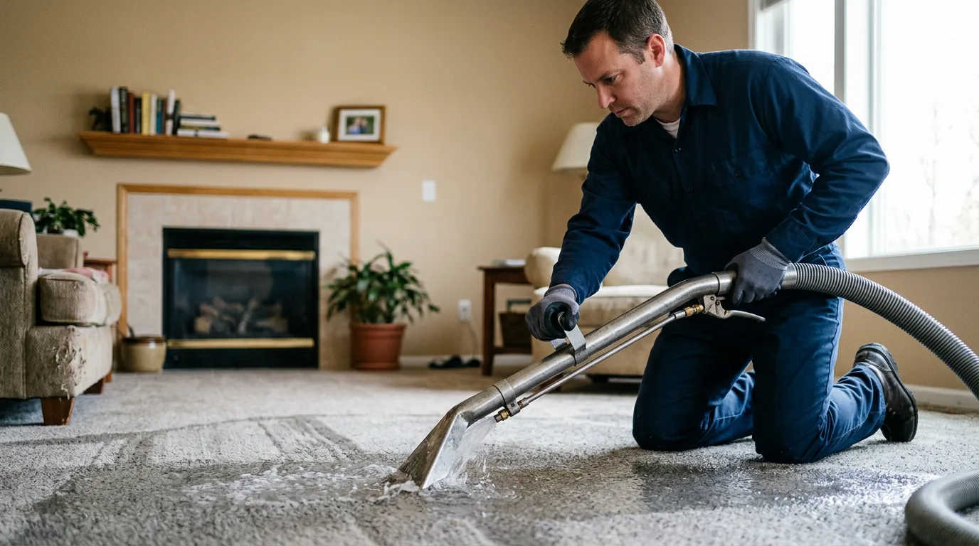 Water damage restoration technician working near Ingalls, KS